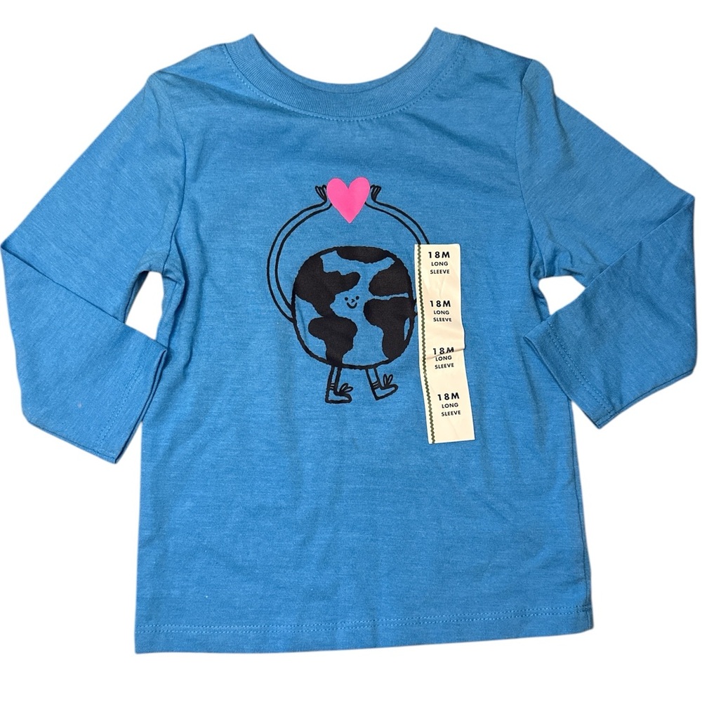Girl's Blue World Earth Love‎ Long Sleeve Graphic Tee T-shirt 18 Months